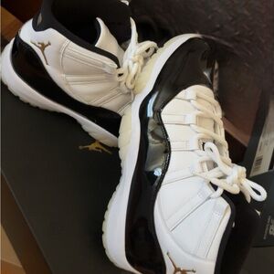 Jordan Men's Shoes in White and Black with Gold Accents